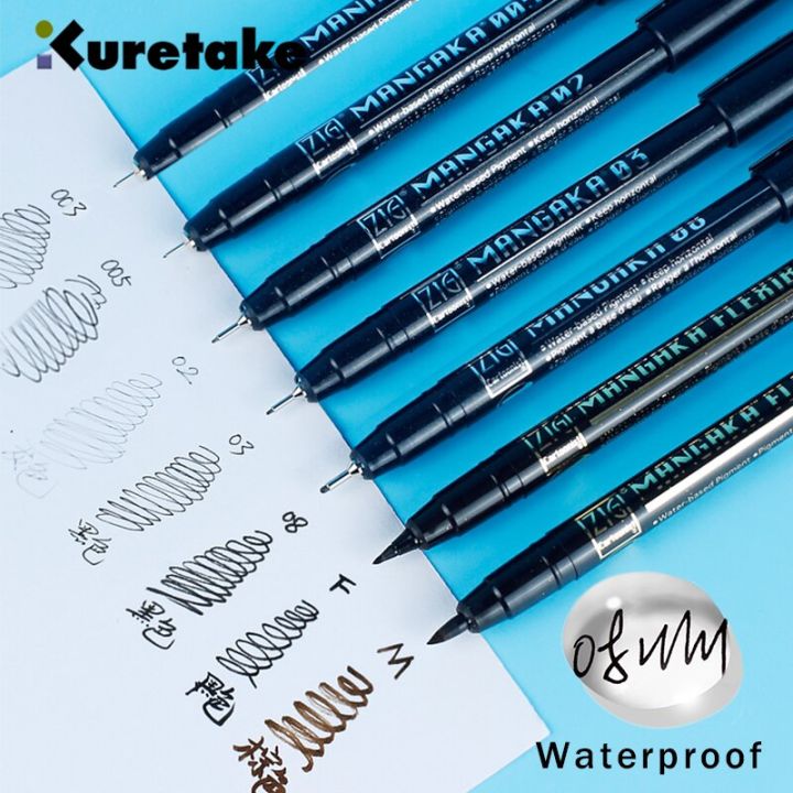 kuretake-art-needle-pen-003-005-01-02-03-05-08-f-m-waterproof-hand-painted-architectural-line-draft-stroke-line-hook-line-pens