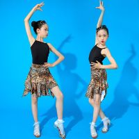 [COD] Childrens Latin dance summer girls split childrens practice performance competition leopard print