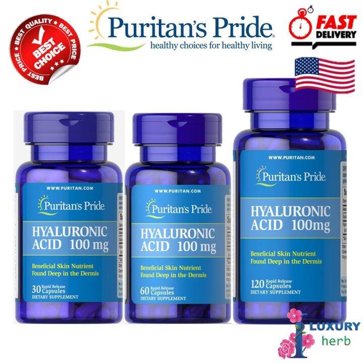 NEW. hyaluronic acid 100mg 60/120 capsules puritan's pride Lazada.co.th