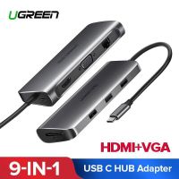 【รับประกัน 12 เดือน ไม่มีภาษี Ugreen ฮับ USB 9 in 1 USBC เป็น HDMI 60Hz VGA Card Reader ตัวแปลง RJ45 PD