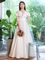 ❏◆ French Light Wedding Dress 2023 New Bride White Engagement Dress High Grade One Shoulder Evening Dress For Women Ball Gown