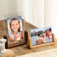 ▦ Walnut/Beech Creative Photo Frame Set Acrylic U Shape Transparent Frame 10X15 13X18 15X20 20X25cm Desktop Wood Pictures Frame