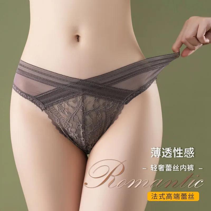 6Piece New lace panties for women French sexy appeal seamless underwear  high quality low waist pure cotton crotch seamless hollow seduction brief women  panties