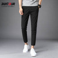 Spring Summer Thin Men Fashions Solid Color Casual Pants Man Slim Fit Elastic Ankle-Length High Quality Formal Trousers Male