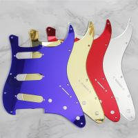 FLEOR อุปกรณ์ตกแต่งกีต้าร์กระจก1Ply รอยขีดข่วนแผ้น ST Pickguard พร้อมสกรูยึดชิ้นส่วนสำหรับกีตาร์ไฟฟ้า