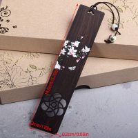 +【； New Wooden Bookmark Retro Carving Pagination Mark Chinese Style Ebony Color Painted School Office Supplies Book Clip Stationery