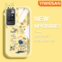 YIWESAN เคสสำหรับ Xiaomi MI Redmi 10เคสซิลิโคนนิ่มลายการ์ตูนน่ารักนาซ่านักบินอวกาศลวดลายสุดสร้างสรรค์ขอบนุ่มโปร่งใสเคสกันกระแทกเคสโทรศัพท์ซิลิโคนเนื้อนิ่มทนทานต่อการตก