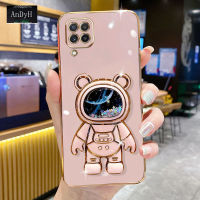 AnDyH Phone Case SAMSUNG Galaxy A22 4G/A42 5G/M42 5G/M22 4G/F22 4G/M32 4G/M53 5G 6DStraight Edge Plating+Quicksand Astronauts who take you to explore space Bracket Soft Luxury High Quality New Protection Design