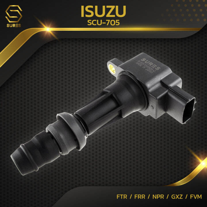 คอยล์จุดระเบิด-isuzu-ftr-frr-npr-gxz-fvm-6hf-ตรงรุ่น-scu-705-sures-made-in-japan-คอยล์หัวเทียน-คอยล์ไฟ-อีซูซุ-สิบล้อ-หกล้อ-รถบรรทุก