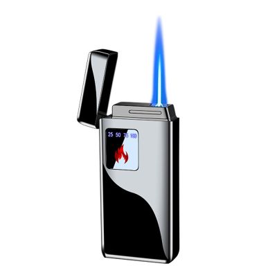 ZZOOI Jet Flame Lighter Touch Screen Rechargeable USB Electronic Lighter Windproof Refillable Butane Gas Lighter Creative Smoker Gift