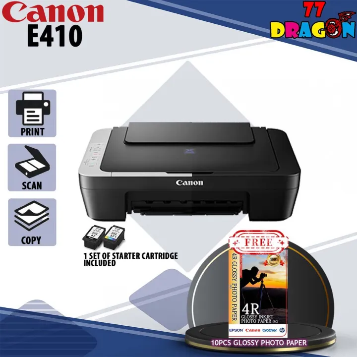 Canon Pixma E410 Color Inkjet 3 IN 1 Printer FOC 4R GLOSSY PHOTO PAPER