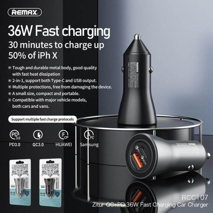 หัวชาร์จในรถ-remax-car-charger-รุ่น-rcc107-หัวชาร์จในรถ-2-พอร์ต-1xtype-c-1xusb-a-รองรับ-qc3-pd-ชาร์จรถ-หัวชาร์ทรถ