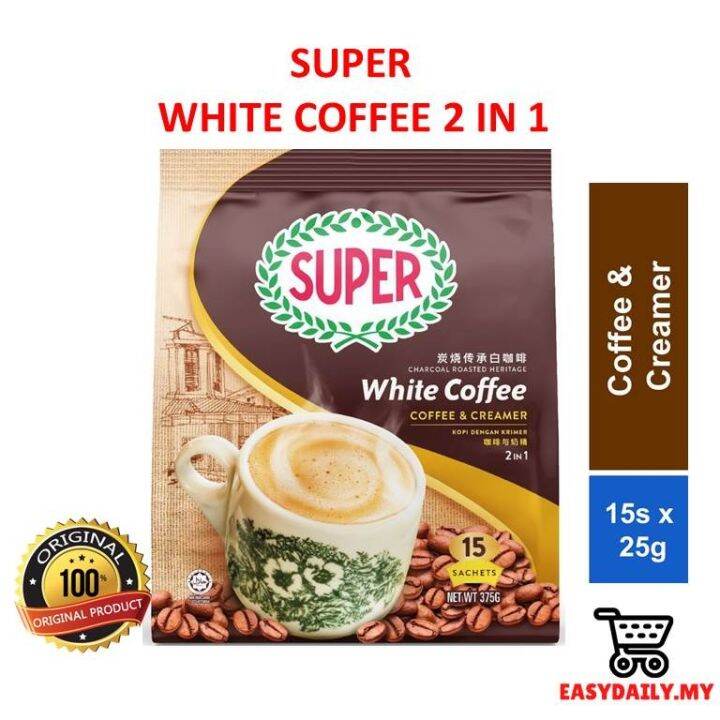 New Super 2 In 1 3 In 1 Charcoal Roasted White Coffee 15 X 25g No