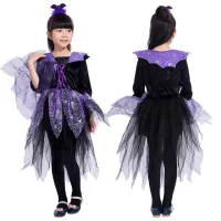 สินค้าขายดี+++ แฟนซีคอสตูมเดรสสีม่วงแม่มดน้อย Hada Murcielago Halloween kid costume สินค้าคุณภาพสมราคา แบบในรูปพร้อมครบเซ็ท ช่วยเสริมสร ##ชุดแฟนซี ชุดเด็ก การ์ตูน Fancy Kids Christmas Haloween