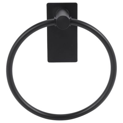 Towel Ring/Hand Towel Holder - Self Adhesive Round Towel Rack Black Hand Towel Bar for Bathroom, Stainless Steel