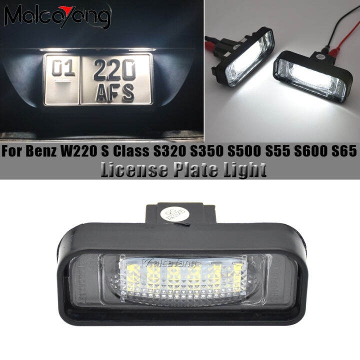 2x6500k-super-white-18smd-led-ไฟป้ายทะเบียนไม่มีข้อผิดพลาดสำหรับ-benz-w220-s-class-s320-s350-s500-s600-s65-1999-2005