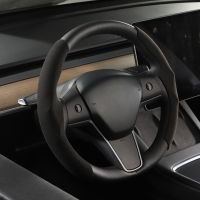 Steering Wheel Cover Car Non Slip Steering Wheel Protector Cover Breathable Car Steering Wheel Accessories for Tesla Model 3 Model Y 2017-2022 Black