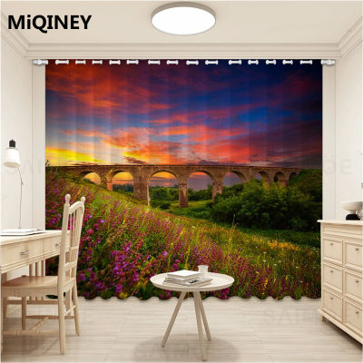 New Sunset Shower Curtain Red Sky Natural Scenery Bathroom Curtains Waterproof Fabric Plant Tree Curtain Bath Decor With Hooks