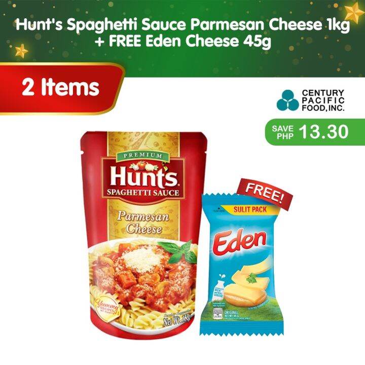 Hunt's Spaghetti Sauce Parmesan Cheese 1kg + Eden Cheese 45g Lazada PH