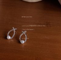 [COD] ifashion earrings factory silver diamond cross design sense 925 needle stud earrings female creative