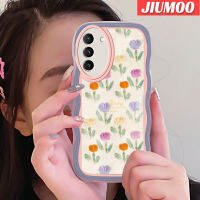 JIUMOO เคสปลอกสำหรับ Samsung S22บวก S22พิเศษ5G ลายดอกไม้แฟชั่นลายคลื่นสีสันสดใสขอบเคสโทรศัพท์แบบใสซิลิโคนเคสกันกระแทกเคสโปร่งใสป้องกันเลนส์กล้อง