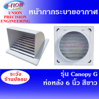 GFLOW  ฝาครอบช่องระบายอากาศ  Canopy ท่อ 6  มีเกล็ด (สีขาว) หน้ากากท่อระบายอากาศฝาครอบโค้ง