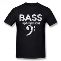 Wanyg เสื้อยืดลําลอง แขนสั้น พิมพ์ลาย Bass Clef Forget All Your Trebles Music Notes สไตล์คลาสสิก สําหรับผู้ชาย เหมาะกับการเล่นกีฬา วันเกิด วันพ่อ