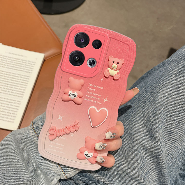 เคสนิ่ม-tpu-3มิติสำหรับ-oppo-reno-8-pro-เคส-oppo-reno-8pro-เคสแฟชั่นแบบพรีเมี่ยมไล่ระดับสี3d-แบบหัวใจหมีเคสป้องกัน