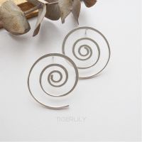 ต่างหูเงินแท้ ต่างหูแป้น ดีไซน์เกลียว Silver 925 Spiral Earrings ต่างหูเงิน ไม่แพ้ ไม่คัน ต่างหูมินิมอล เงินแท้