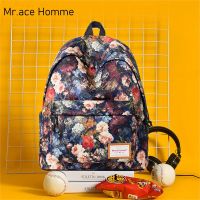 HOT”Mr.ace Homme กระเป๋าเป้สะพายหลังผู้หญิงกระเป๋านักเรียนมัธยมพิมพ์ลายสไตล์เพรพพี้แนวเกาหลีกระเป๋าเป้กระเป๋าคอมพิวเตอร์ผู้ชาย