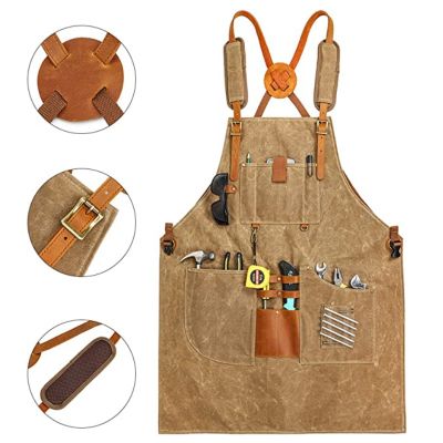 【CW】 Thick Canvas Apron functional Hairdresser Woodworking Overalls Repair Cleaning Tools Custom Logo