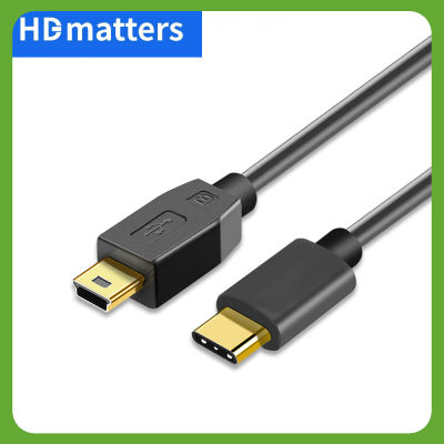 ชนิด C เพื่อ USB มินิ2.0สาย USB C เพื่อ USB มินิอะแดปเตอร์ OTG ประเภท C เพื่อมินิ5Pin สายโอนย้ายข้อมูลสำหรับกล้องฮีโร่3 PS3การควบคุม