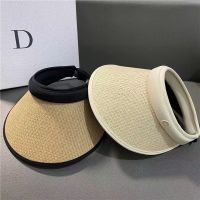 New Summer Sunscreen Straw Hats for Women Ultraviolet-proof Empty Top Sun Hats Female Versatile Holiday Shopping Beach Hat Cap