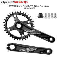 RACEWORK Crankset สำหรับ MTB จักรยาน104BCD 170175Mm Crank Arm รูปไข่ Chainwheel 32343638T Chainring ชุดจักรยานอะไหล่6สี