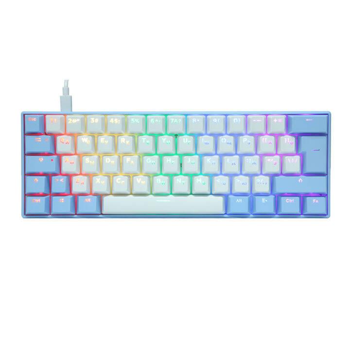 custom doubleshot transparent keycaps 61 keys mini russian keyboard diy ...