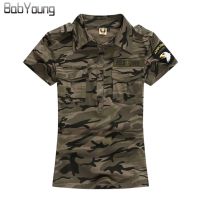 【CC】△☁◇  BabYoung Polo Feminina Camouflage Cotton Shirts Polos Mujer Short Sleeve Shirt M 5XL