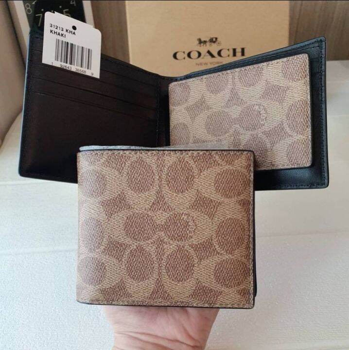 Authentic Coach Men's 3In1 Wallet In Signature Canvas 31213 Khaki