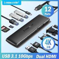 【LZ】✌  Lemorele-TC97 Hub USB Estação de Dock USB 3.1 USBC para Dual HDMI 4K 10 GBPS Tipo-C Adaptador 100W VGA MacBook Windows