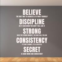 Believe Discipline Motivational Quote Fitness Wall Decal Home Gym Decor room Vinyl Sticker Removable Adhesive DIY Mural Z546