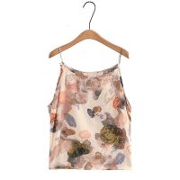 【มีไซส์ใหญ่】Plus Size XL-4XL Womens Floral Printed Summer Camisoles Sleeveless Vintage A-line Female Tops Oversized Cotton&amp;Linen  A-line Tanks