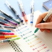 FLAREOU ปากกาเขียนเครื่องเขียนในโรงเรียนปากกาเจลแห้งเร็วปากกาปากกาเซ็นชื่อโรลเลอร์บอลหัวละเอียดสีสันสดใส