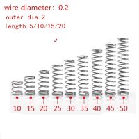 【✆New✆】 gongfaz 20ชิ้น/ล็อต0 2สเตนเลสสตีลสายไฟสปริงอัดเส้นผ่านศูนย์กลางภายนอก0.2มม. เส้นผ่านศูนย์กลาง2มม. ยาว5-20มม