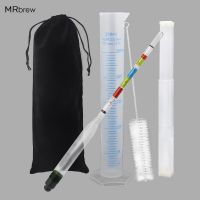 Hydrometer &amp;Test Jar For Wine Beer Mead And Kombucha Triple Scale Hydrometer 250ml Plastic Mesuring Cylinder Cleaning Brush &amp;Bag Bar Wine Tools