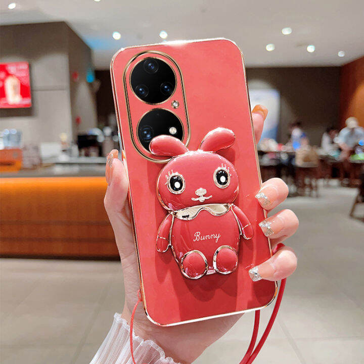 ybd-เคสกระต่ายน่ารักสำหรับ-huawei-p20-p30-p40-p50-pro-เคสโทรศัพท์โปรการ์ตูนฟรีสายคล้องเคสซิลิโคนแบบนิ่มแบบสามมิติ