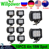 2pcs10pcs 18W LED Driving Light 18W Spot Flood 12V 24V 4 Inch LED Work Light Bar 4x4 LED Bar Offroad Car LED Bulb For Niva 4x4