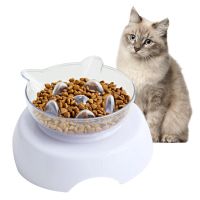 Pet Cat Feeder Slow Eating Bowl 15 Degrees Incline Removable Pet Drinking Feeding Bowl Cat Water Feeder For Spine Protection