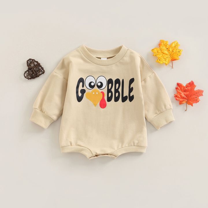 cod-thanksgiving-childrens-2022-autumn-new-baby-clothes-long-sleeved-cartoon-turkey-jumpsuit-mixed-batch