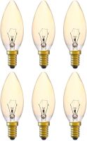 6 Pack Edison Candle Clear Light Bulbs Screw in E14 E27 SES Dimmable 2700K Warm White 25W 40W 410LM 110V 220V 240V Incandescent