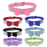 Rhinestones Bow Knot Collar Dog Cat Cute Soft Small Dog Collar Durable Adjustable Cat Necklace Puppy Bow Tie Accessories