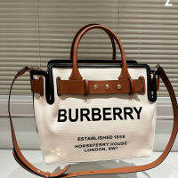 กระเป๋าผ้าใบคลาสสิค Burberry ของแท้กระเป๋าเงินกระเป๋าช้อปปิงแฟชั่นคุณแม่ Bag32 * 27ซม.